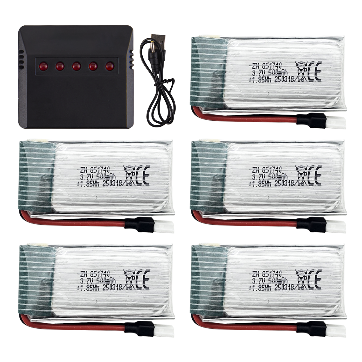 5Pcs 3.7V 500mAh LiPo Batterie - Rc Helicopter Charger 评论和价格