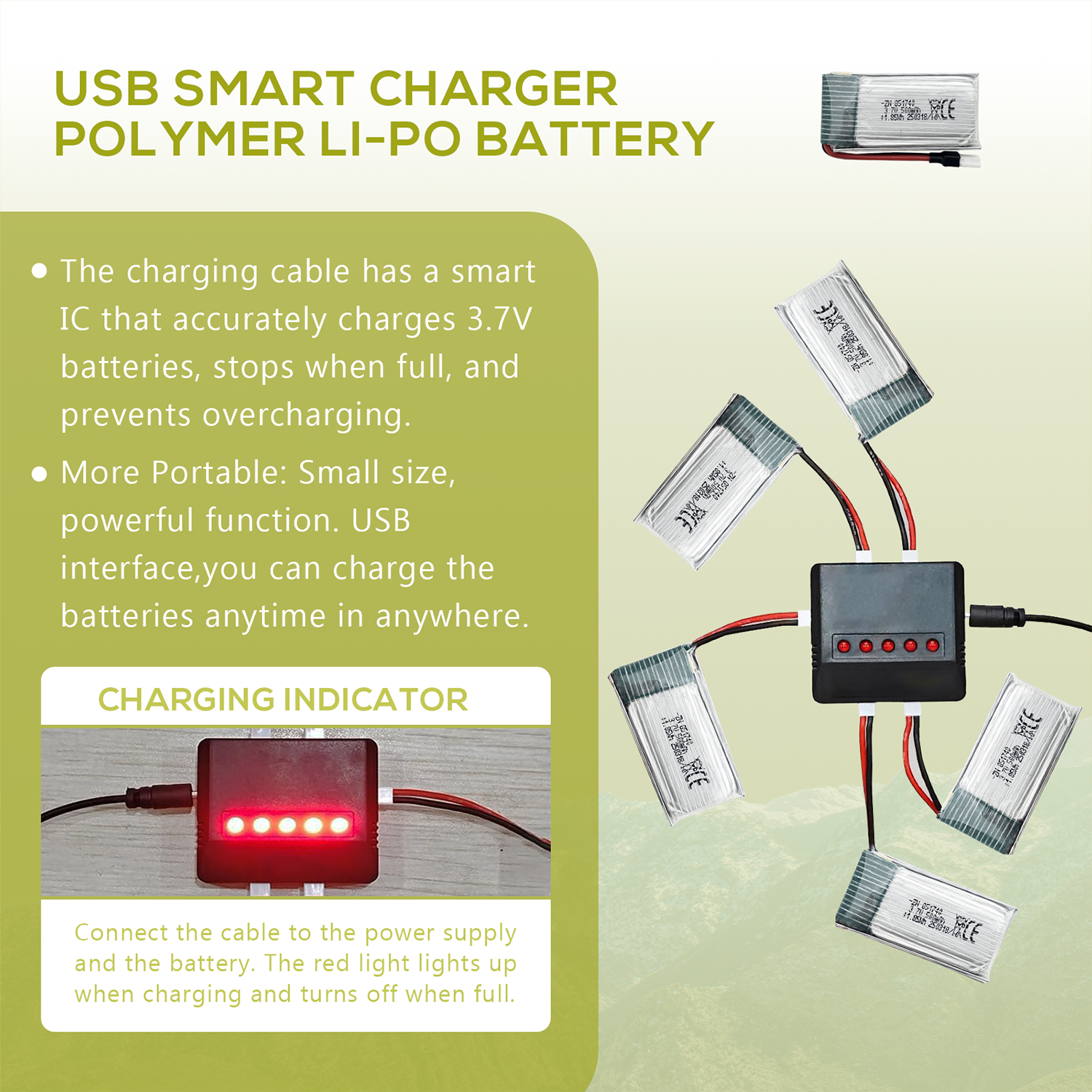 5Pcs 3.7V 500mAh LiPo Batterie - Rc Helicopter Charger 评论和价格